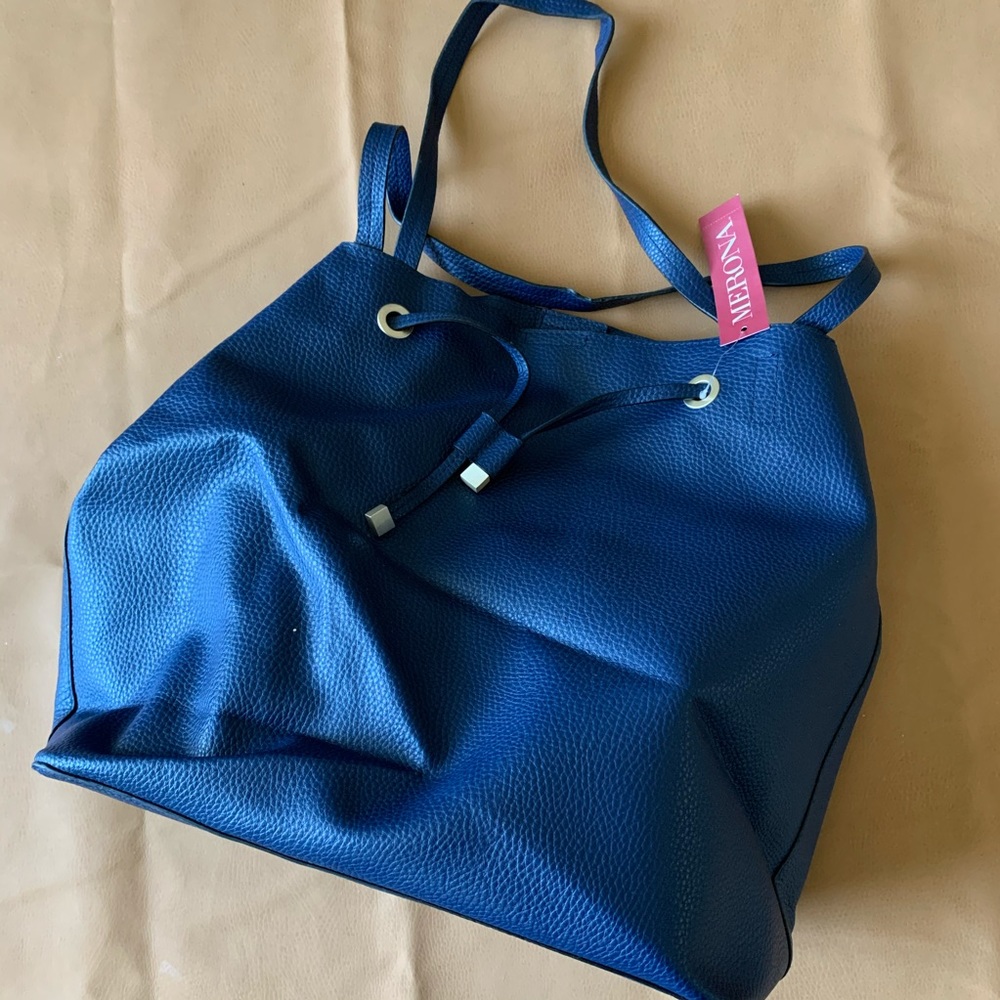 Merona Navy Drawstring Tote Bag